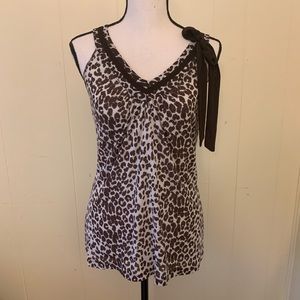 Vintage Blouse Animal Print Sleeveless Sexy Stretch Top Size Small